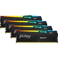 Kingston FURY 64 GB DDR5-5600 Quad-Kit werkgeheugen Zwart, KF556C40BBAK4-64, Fury Beast RGB, XMP
