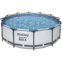 Bestway Zwembad steel pro max set rond 366x100 Lichtgrijs, Incl. Filterpomp (220-240V) + ladder