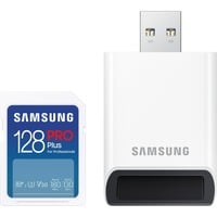 SAMSUNG PRO Plus 128 GB SDXC geheugenkaart Wit, UHS-I U3, Class 3, V30, Incl. kaartlezer